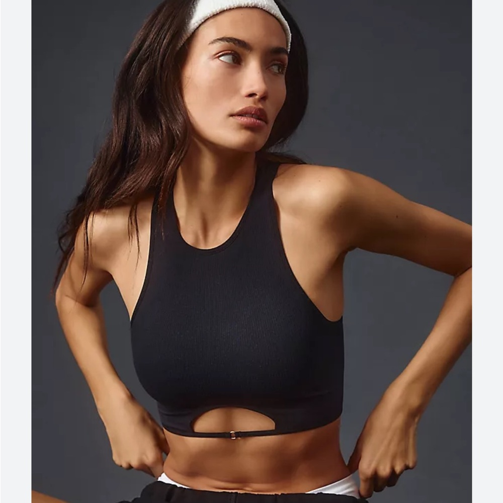 Anthropologie High Neck Black Bralette Size L/XL